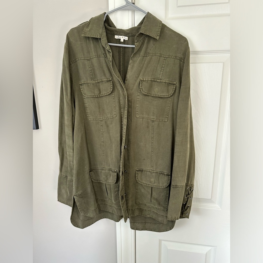 Olive green button down shirt/jacket